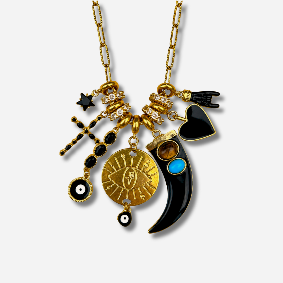 COLLIER - SAUTOIR GRIGRI CORNE NOIR