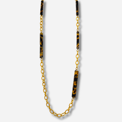 Sautoir Simple Écaille de Tokyo Francine Bramli Paris avec maillons dorés et éléments écaille – Divinity Sète
