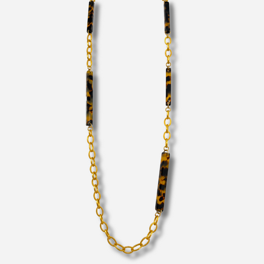 Sautoir Simple Écaille de Tokyo Francine Bramli Paris avec maillons dorés et éléments écaille – Divinity Sète
